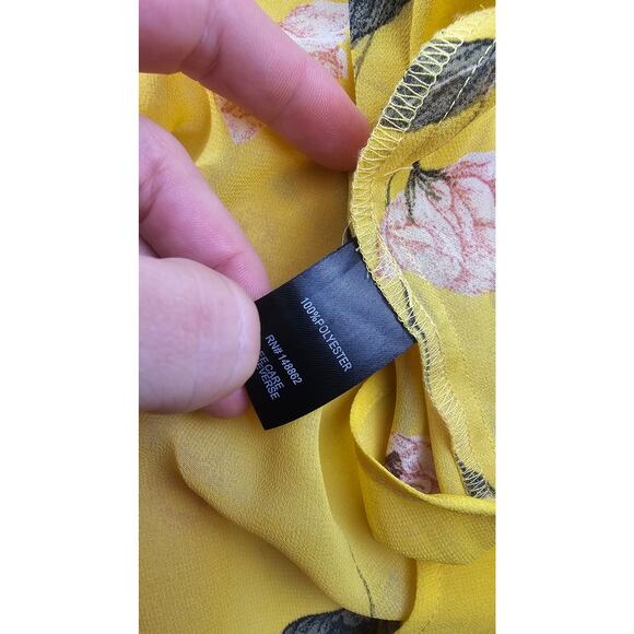 Torrid sz 3 (3X) sunflower yellow chiffon button up tunic top EUC summer casual - Picture 5 of 8